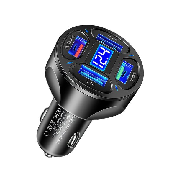 66W 4 Ports Usb PD Quick Car Charger QC 3.0 Type C Cigarette Lighter 12V Usb C Car Charger for Mobile Phone