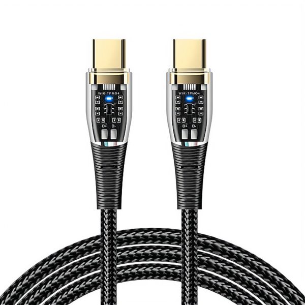 HYTO Super Fast Charge Nylon Braided Led Transparent Mechanical Usb Cable Data Charging Cables for IPhone 15 Huawei