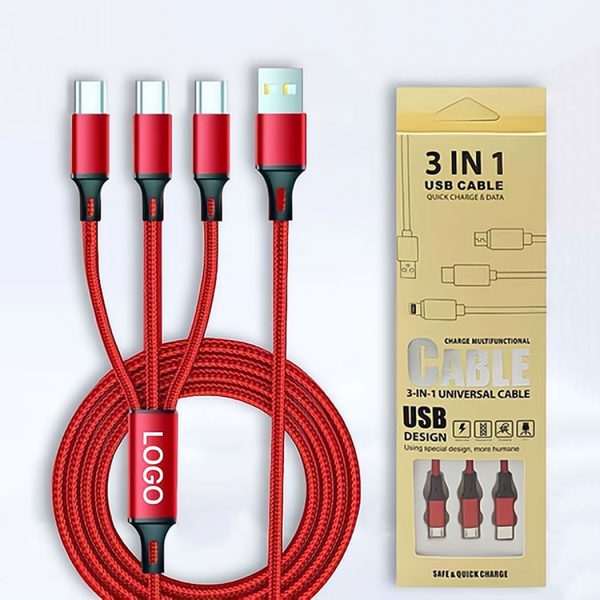 HYTO Factory Cheapest Price With Best Quality Android Mobile Phone Nylon Multi Charger Micro Type C 3 In 1 Usb Charging Cable