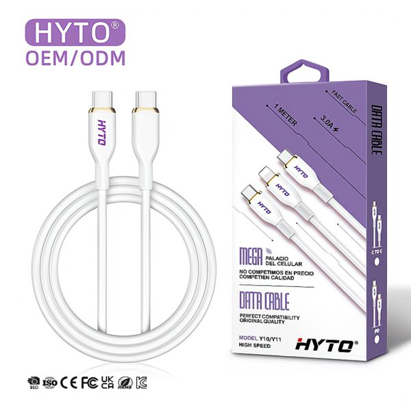 HYTO Factory Wholesale 1m Type C To Type C PD 60W Fast Charging Data Cables 3A Quick Charge for Iphone 15 Macbook Phone Cable