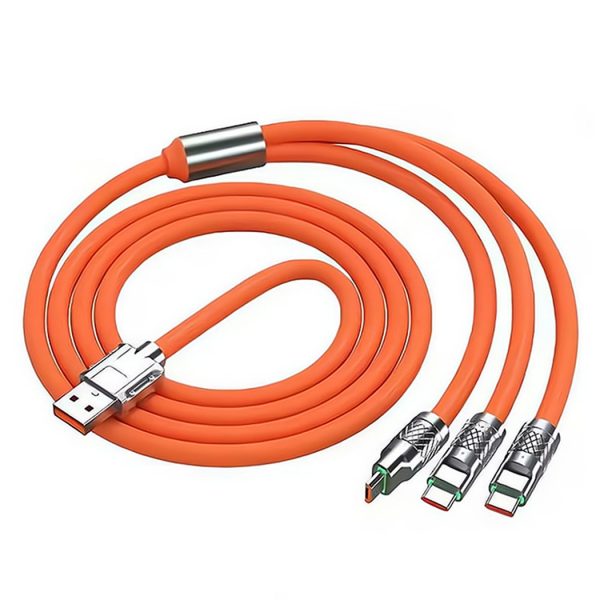 HYTO Factory Direct 3 In 1 Super Fast Charging Cable 120w Usb Cable Zinc Metal Alloy Mobile Phone Data Cable for Mobile