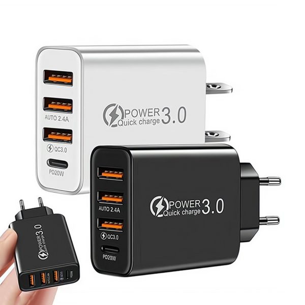 HYTO Wholesale PD20w/QC3.0+2.4A 3 Usb Fast Mobile Phone Charger Multi Usb With Pd Charger Travel Adapter