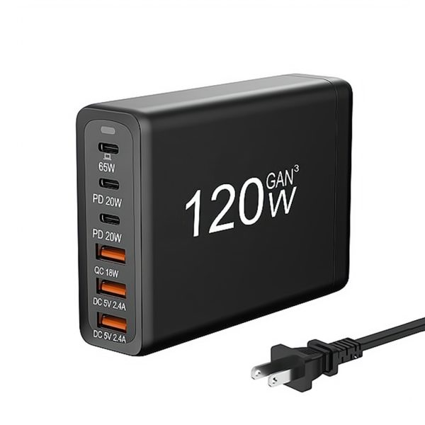 Usb C Charger Fast Charging Station Gan 120w Multiple Port Usb C Wall Desktop Charger for MacBook iPad iPhone 14 13 12 Pro Max