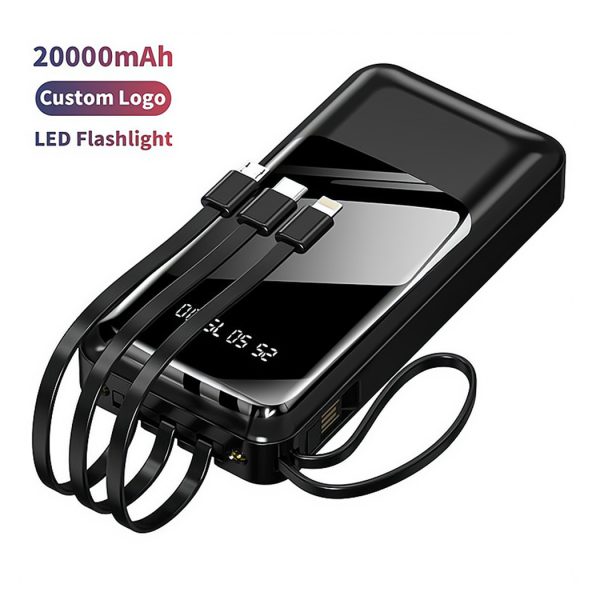 Power Bank 20000mah Usb Type C Powerbank External Battery Built In Cable For Mobile Phone 20000mah Powerbank