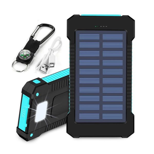 Solar Power Bank Dual USB Power Bank 10000mAh Waterproof Battery Charger Portable Power Banks Solar Panel with Led Light