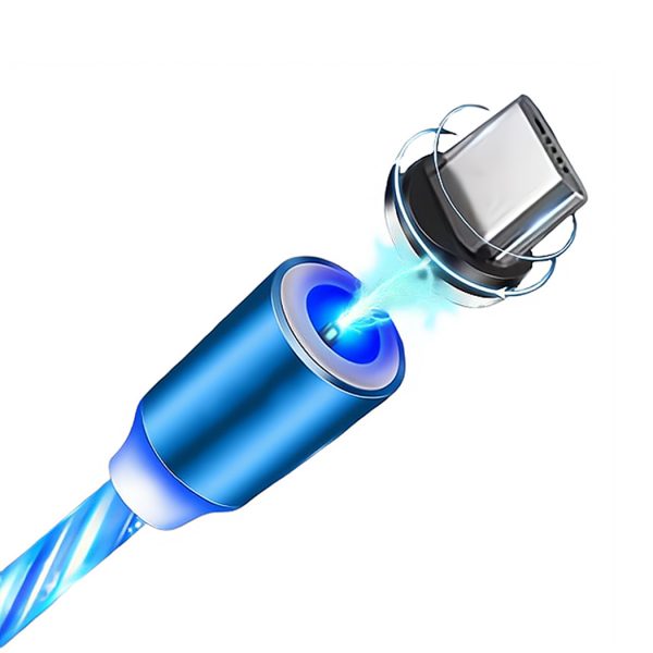 HYTO Led Luminous 3 in 1 Magnetic Glowing Fast Charging Cable for Iphone Micro Usb Type C Charging Cable For Samsung