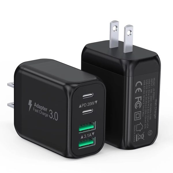 40W USB C Wall Charger US EU UK 4 Port Fast Charging Block PD 20W Cargadores Para Celular Type