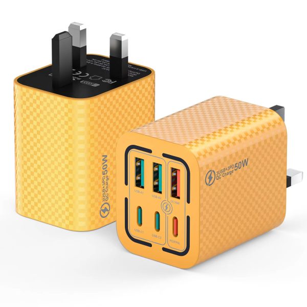 HYTO 50W Fast Charging Mobile Phone Charger 6 Port 3USB 3PD Wall Charger Adapter EU_US_UK Plug For Xiaomi Huawei iPhone