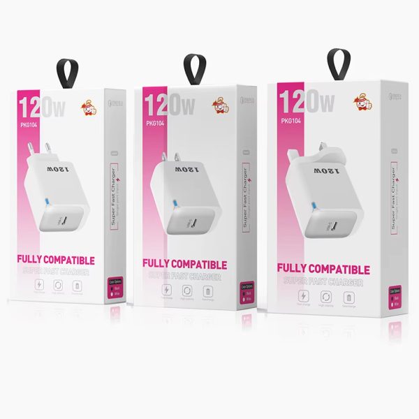Retail Package PD 120W EU_US_UK_IN Plug Fast Charging Type C Wall Charger Mobile Phone 120 Watt Adapter