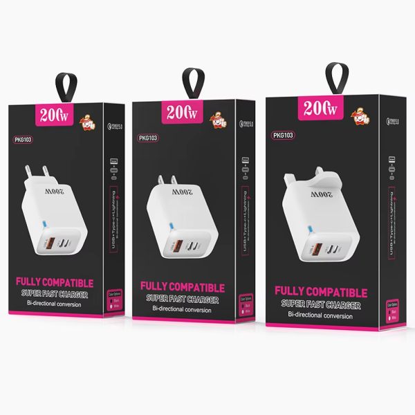 Fast Charger Block 200W Charger Adapter EU UK US Plug Portable Adapter USB Type C Super Fast Charging Wall Charger