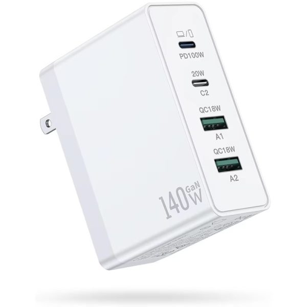 USB C 140W 4-Port GaN Fast Charger UK Plug PD Power Adapter Wall Charger 100W USB Type C Charging Cargador For MacBook Air