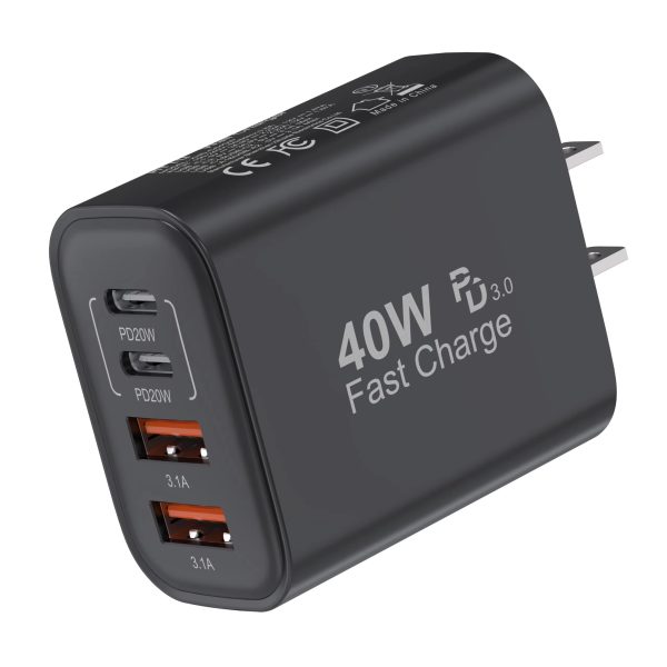 HYTO USB C Wall Fast Charger Block 40W 4-Port Type C Charger Fast Charging Blocks PD Power Charger Adapter for iPhone Samsung