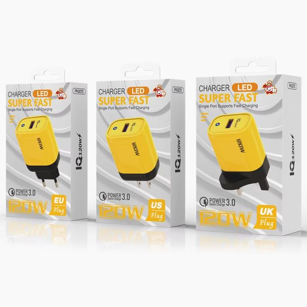 QC3.0 Single USB Charger 120W Fast Charging Quick Charger Mobile Phone Charger PD Power Adapter for Samsung Xiaomi iPhone
