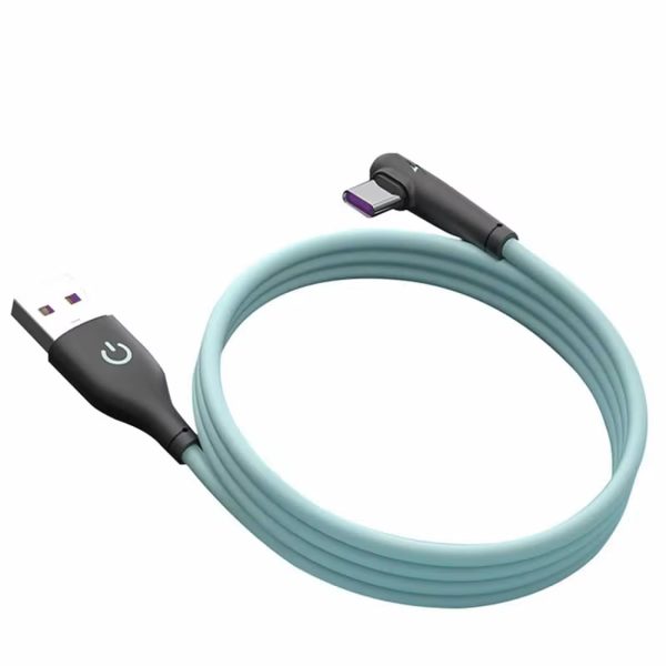 90° Type-C 3A Fast Charging Silicone Cable – USB Data Charger for iPhone / Android
