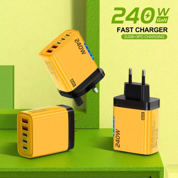 Portable Wall Charger Adapter 240W / 12W, USB & Type-C